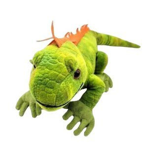 Wild Republic Cuddlekins Realistic Iguana Plush Green Orange 24" Lizard Reptile